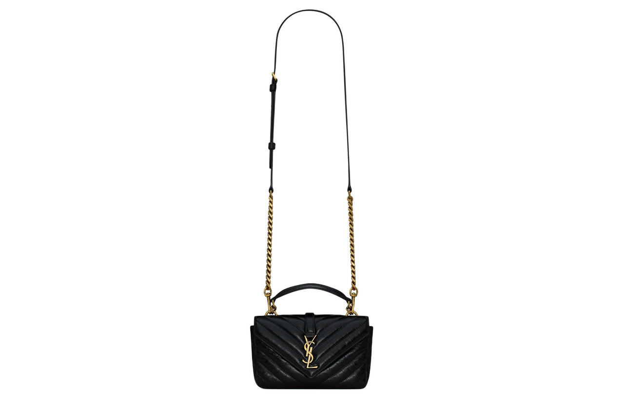 SAINT LAURENT College Cow Leather Shoulder Bag, Crossbody Bag, Handbag Mini Women's Black