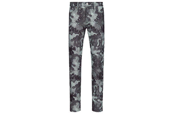 DIOR Quarterly New Products Jeans Men Dark Blue Camouflage