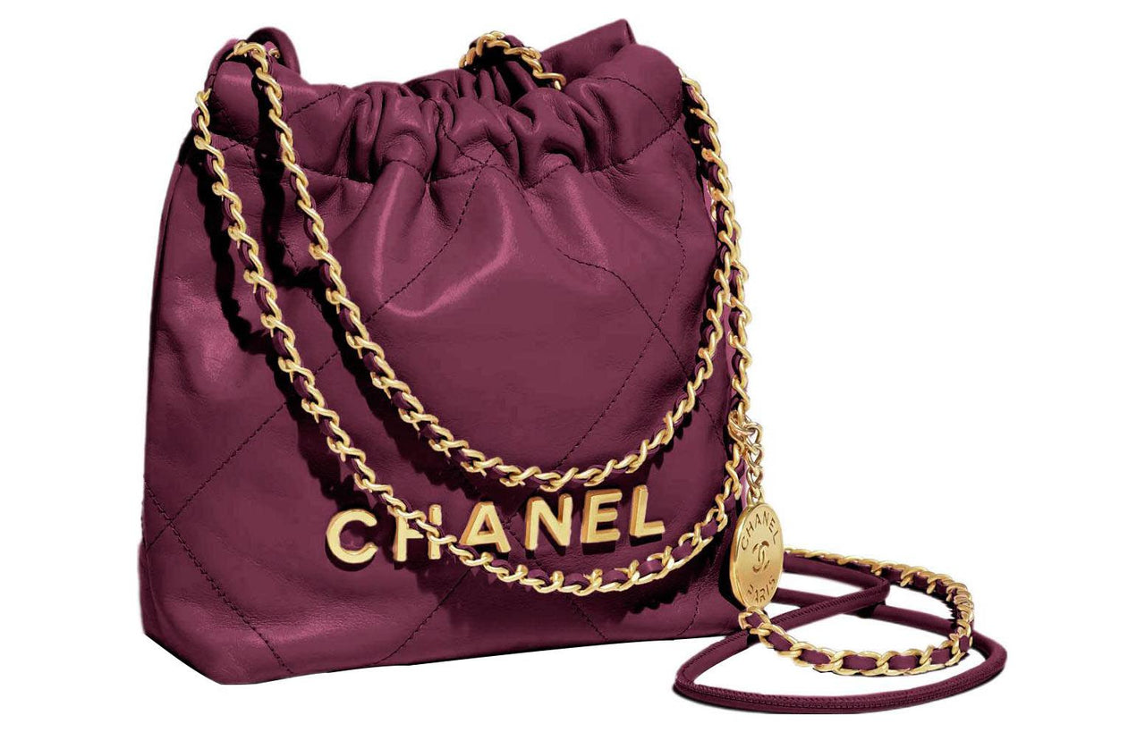 CHANEL 22Bag Calfskin Bucket Bags Shoulder Bag Crossbody Bag Mini Women's Fuchsia