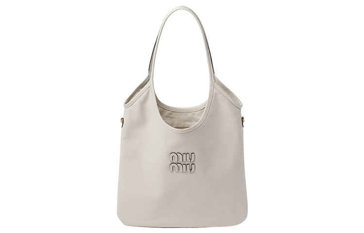 MIU MIU Leather Tote Bag, Shopping Bag, Handbag Women's Chalk White