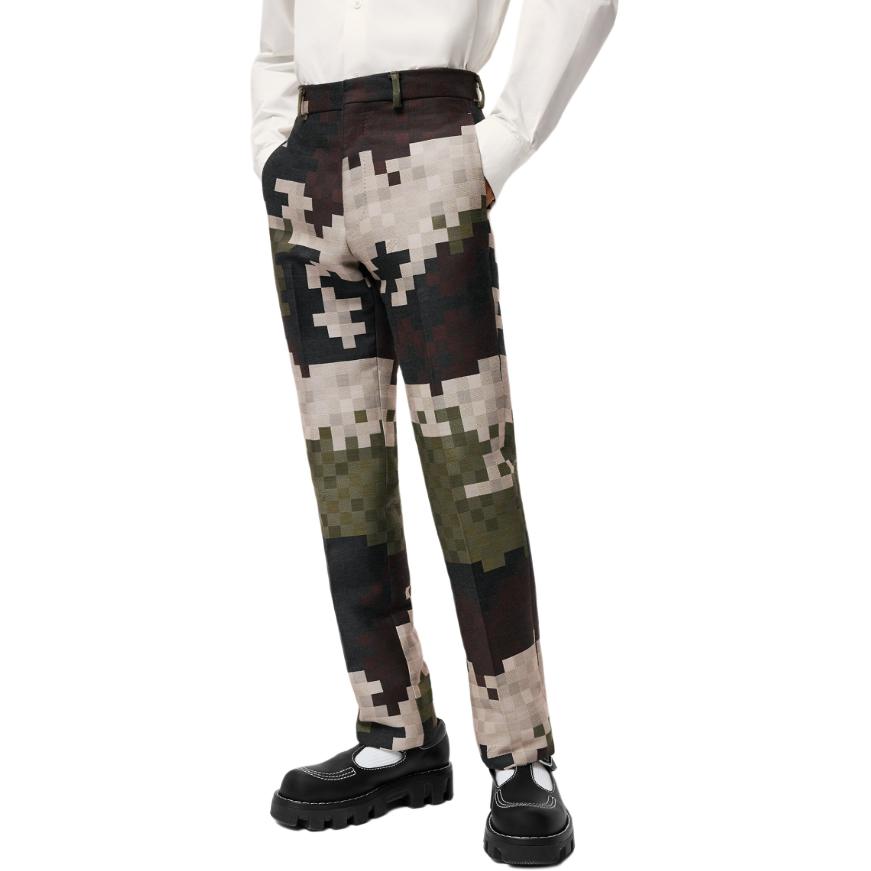 LOUIS VUITTON Tailored Cotton Damier Damoflage Cigarette Pants