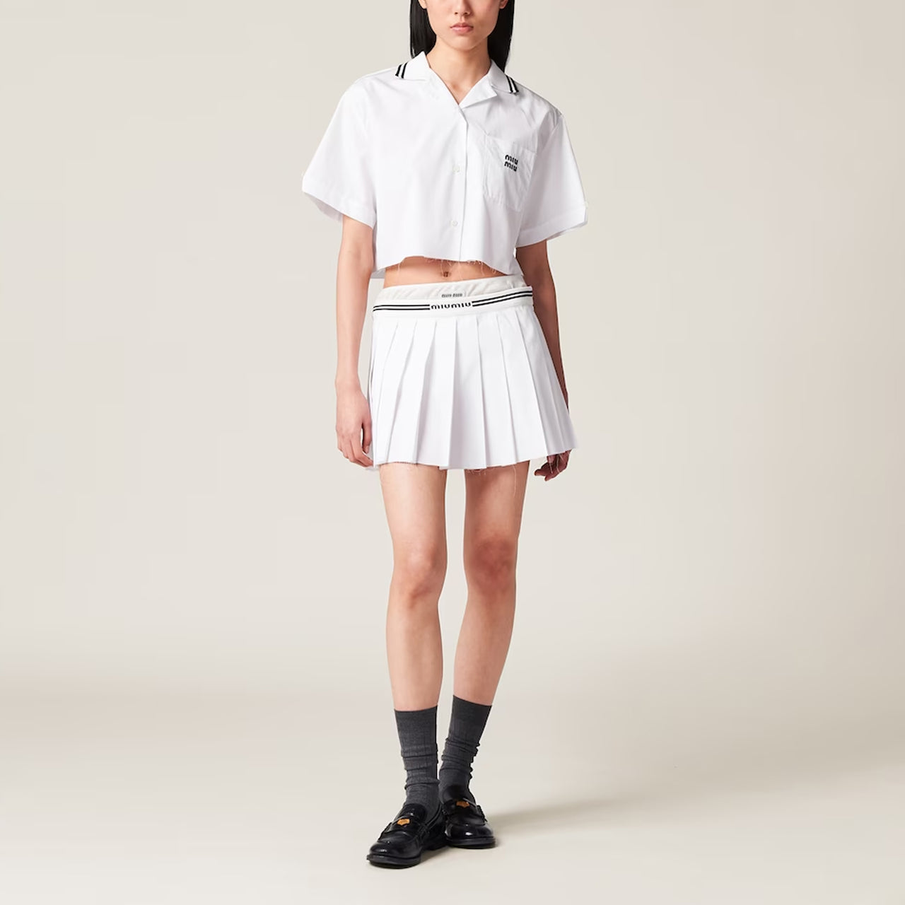 MIU MIU Logo print Poplin Shirt