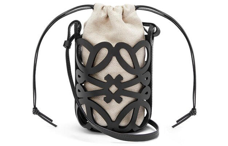 LOEWE Classic Cow Leather/Canvas Crossbody Bag Women's Black
