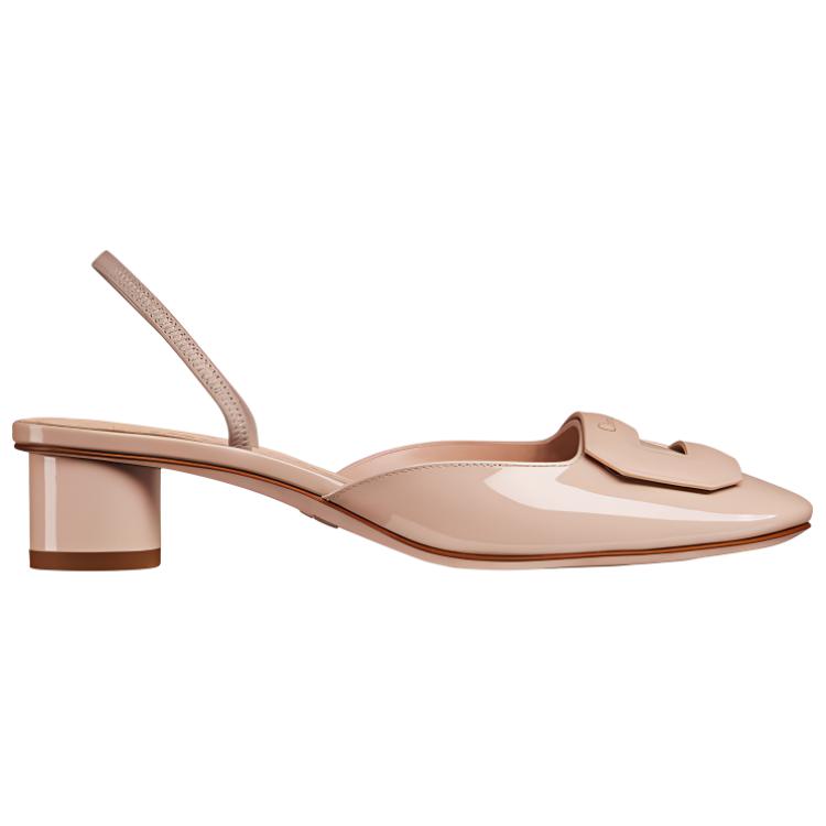 DIOR Chunky Heel High Heels 3.5cm Women's Nude