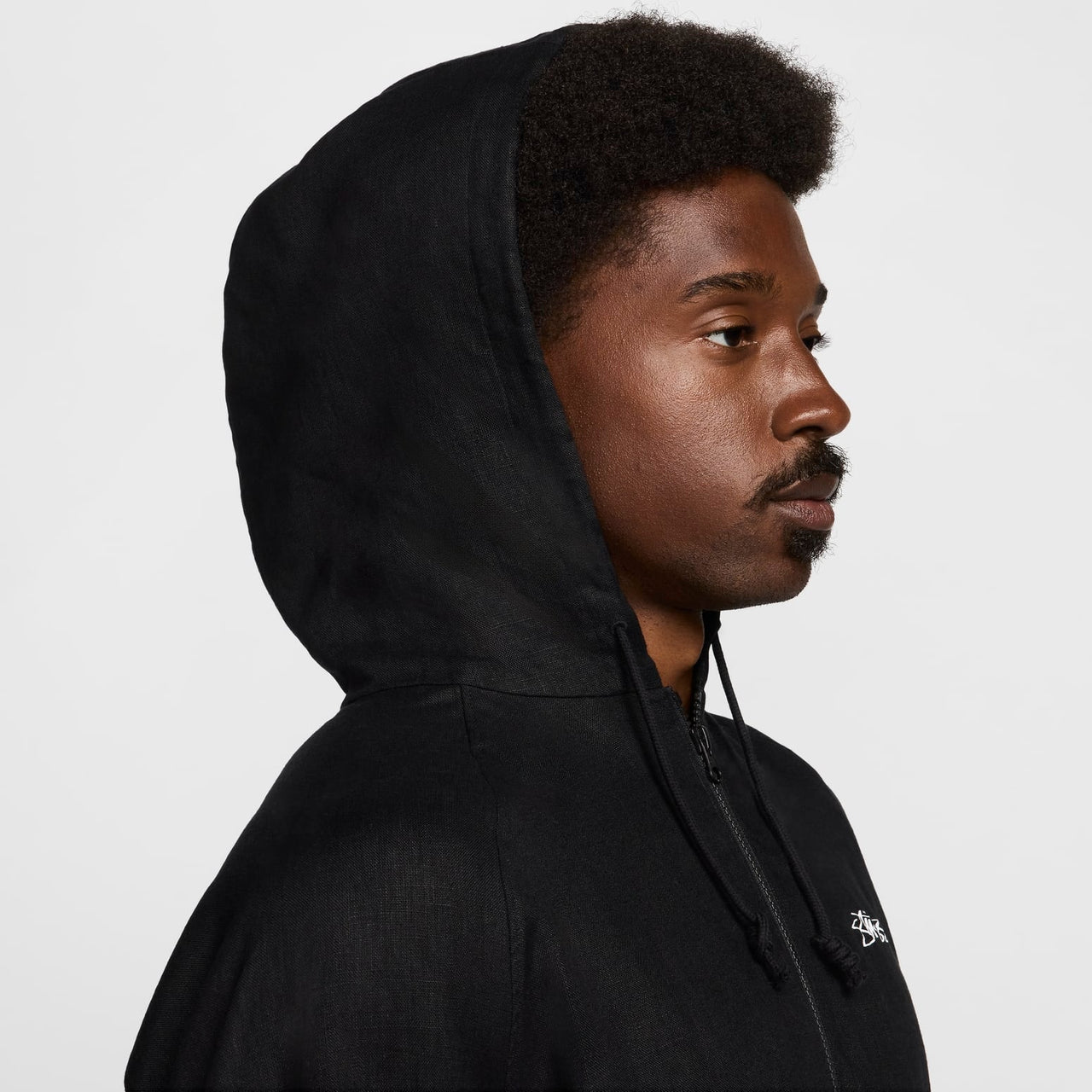 Nike x Stussy Linen Jacket Hoodie 'Black White' FZ5751-010