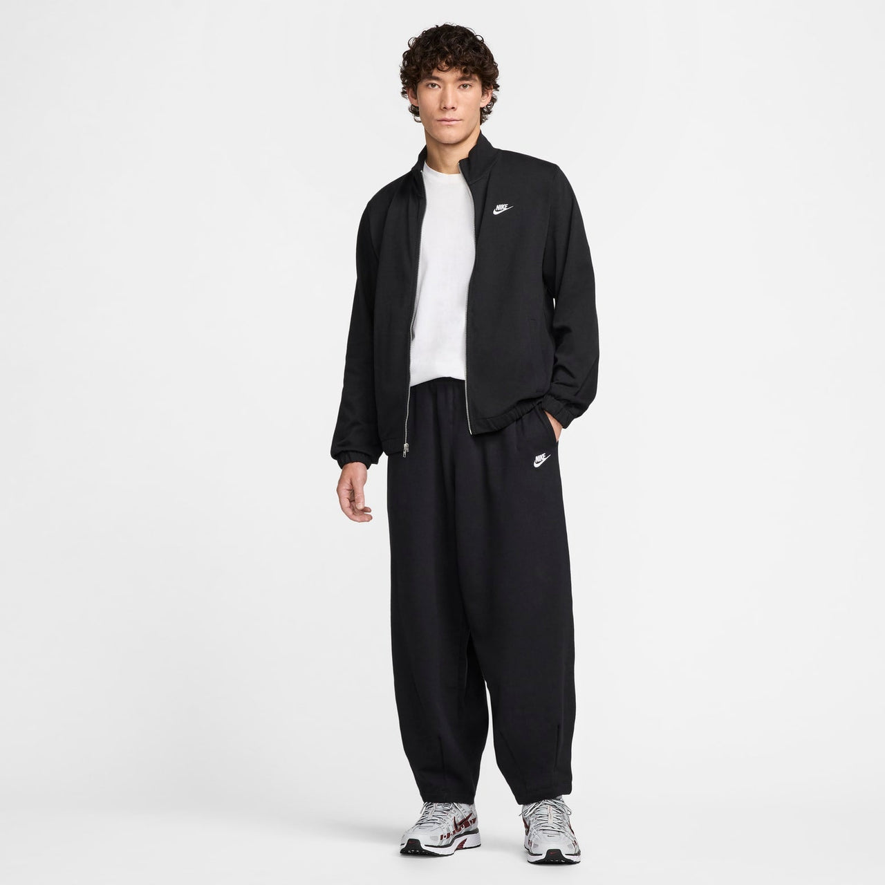 Nike Club Fleece Oversized French Terry Pants Asia Sizing 'Black White' HJ1823-010