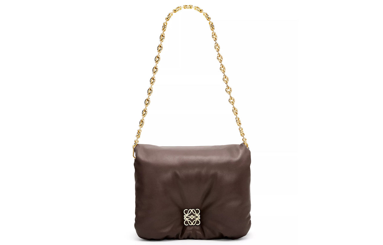 LOEWE Puffer Goya Shoulder Bag Dark Chocolate
