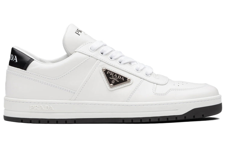 PRADA Downtown Perforated Leather Sneakers 'White Black' Women's