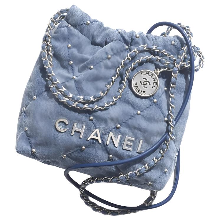 CHANEL 22Bag Leather Shoulder Bag Crossbody Bag Mini Women's Denim Blue