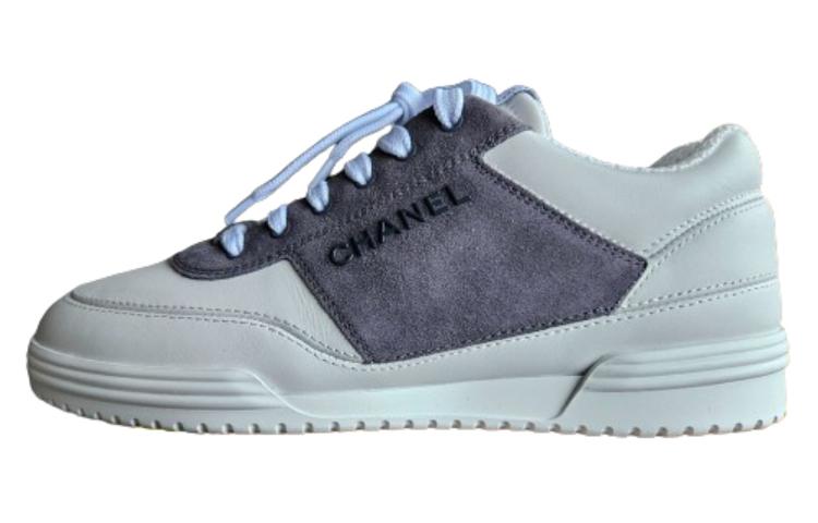 CHANEL Low-Top Skateboard Shoes Women's White Gray