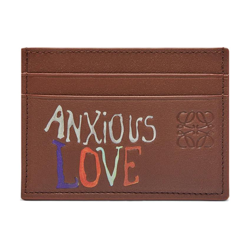 LOEWE Anxious Love Collaboration Cow Leather Card Holder Men's Dark Brown
