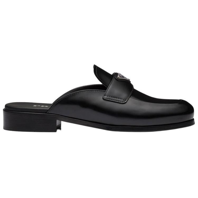 PRADA Brushed Leather Mules 'Black' Women's