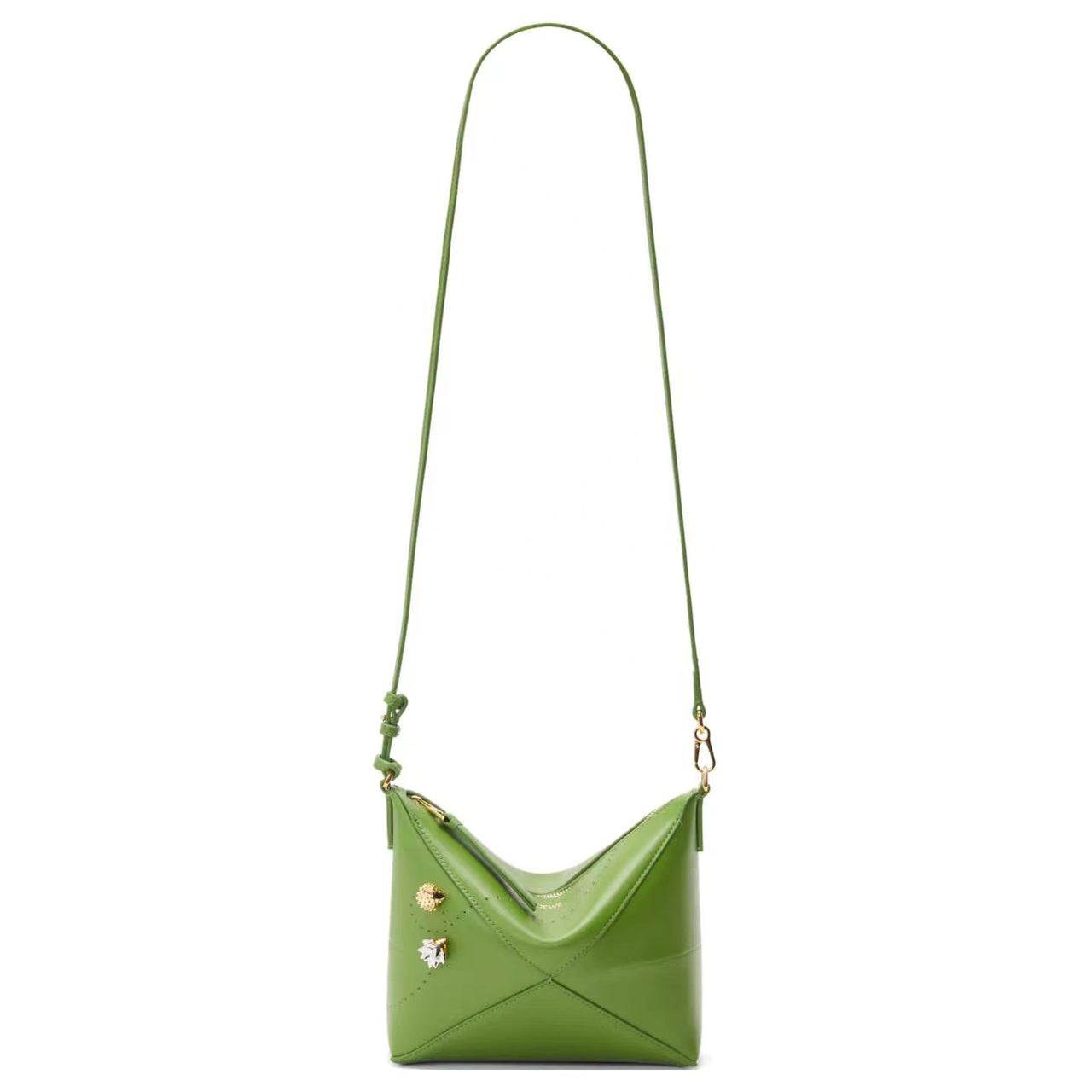LOEWE Shiny Cow Leather Crossbody Bag, Shoulder Bag Women's Forest Green