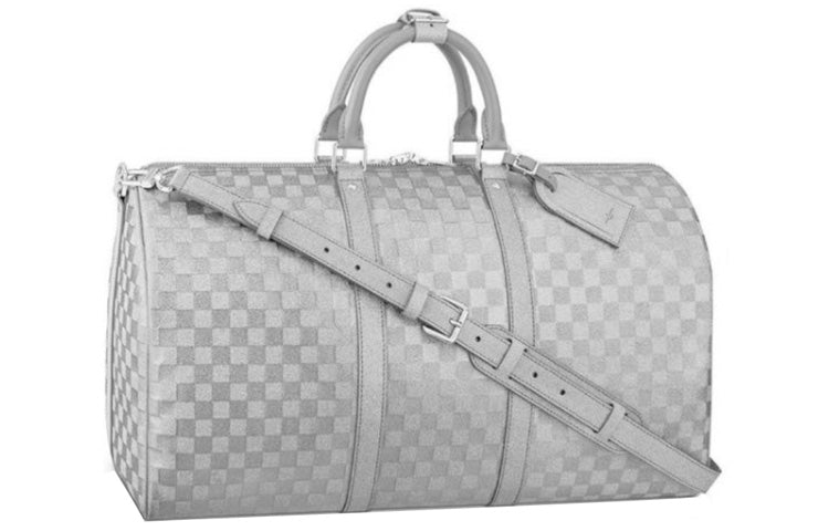 LOUIS VUITTON Keepall 50B Glitter Silver