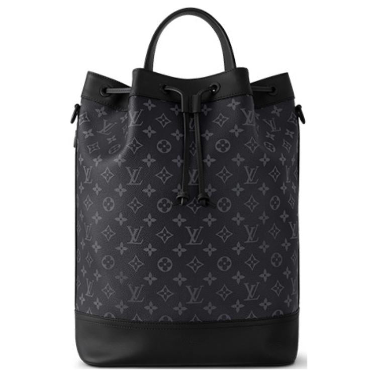 LOUIS VUITTON Canvas Coated Cow Leather Patchwork Trim Portable Crossbody Bag Shoulder Bag Men's Black