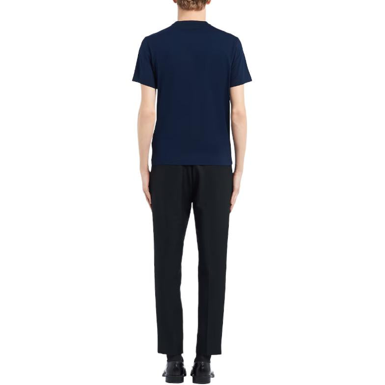 PRADA Stretch Cotton T shirt T Shirt Men's Marine Blue
