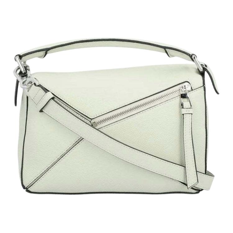 LOEWE Puzzle Grain Calfskin Leather Shoulder Bag, Crossbody Bag, Handbag Trumpets Women's Light Green