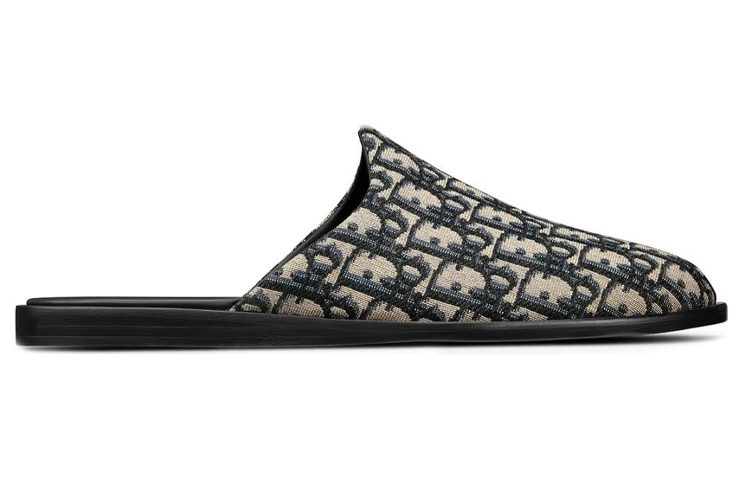 DIOR InDIOR Mule Beige Black DIOR Oblique Jacquard