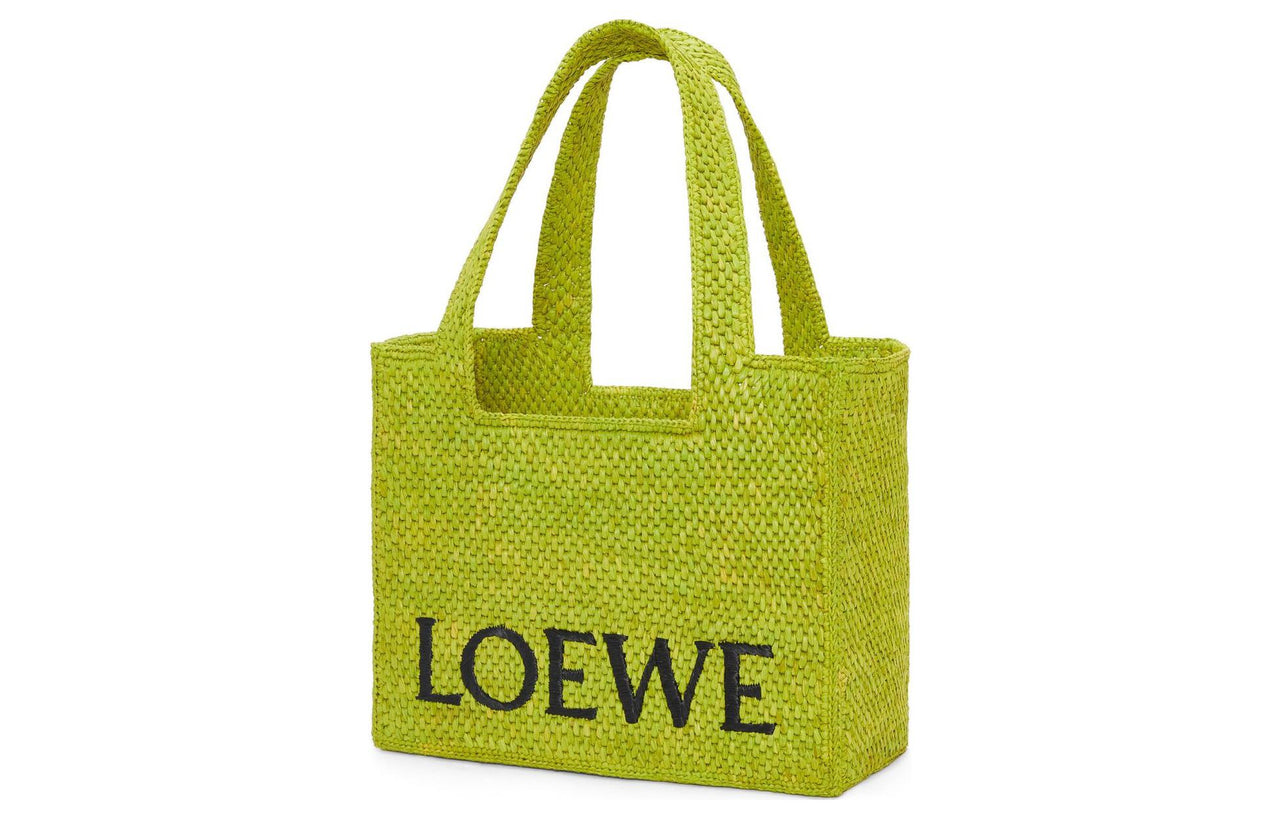 LOEWE Font Tote Raffia Shoulder Bag, Crossbody Bag, Handbag Medium Size Women's Pasture Green