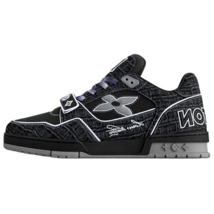 LOUIS VUITTON Trainer Low-Top Skateboard Shoes Men's Black