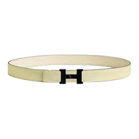 HERMES Calfskin Leather Belts Unisex Yellow Milton Width: 2.4cm