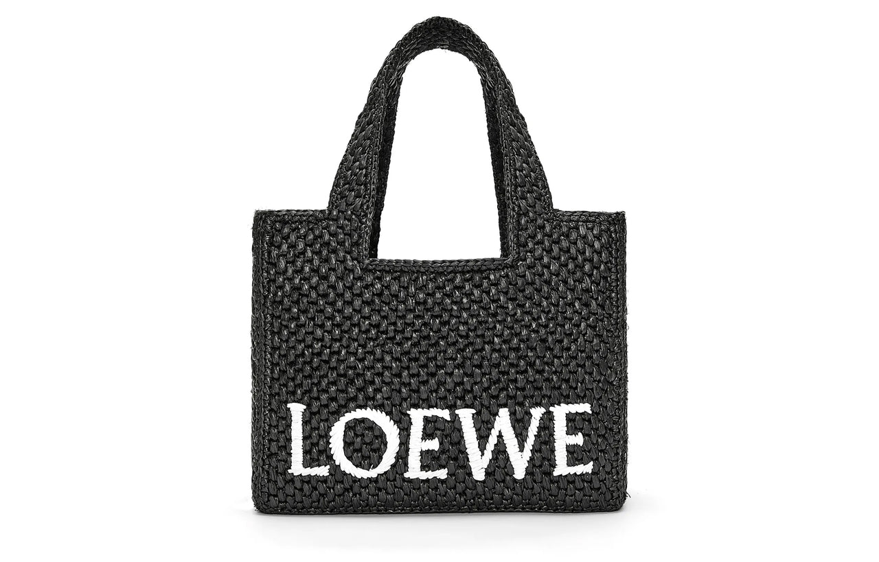 LOEWE Raffia Fiber Tote Bag, Shopping Bag, Handbag Small Size Women's Black