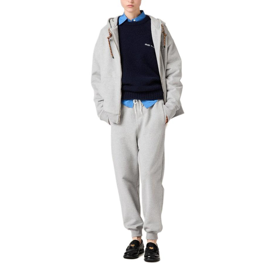 MIU MIU FW24 Knitted Sports Pants Women's Gray