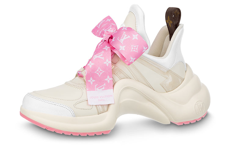 LOUIS VUITTON Archlight 1.0 Sneakers 'Beige With Pink Monogram Ribbon' Women's