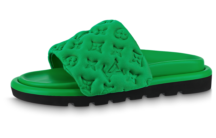 LOUIS VUITTON Odor Resistant Slide Slippers Women's Green
