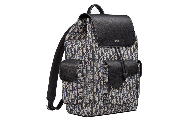DIOR Saddle Fabric With Cow Leather Backpack Men's Beige/Black