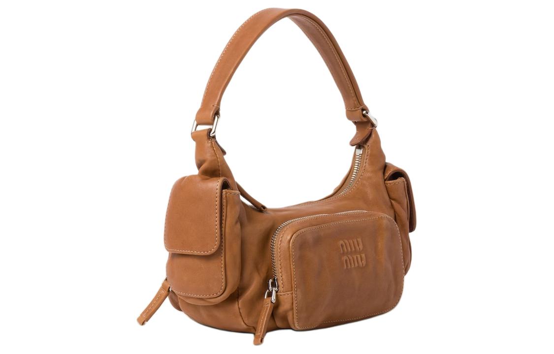 MIU MIU Leather One Shoulder Handbags Women's Brown