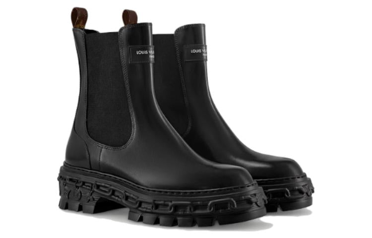 LOUIS VUITTON LV RECORD Short Chelsea Boots Women's Black