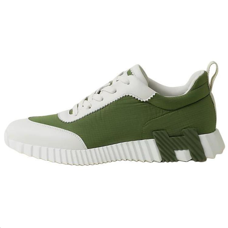 HERMES Bouncing Low-Top Casual Shoes Men's White Green