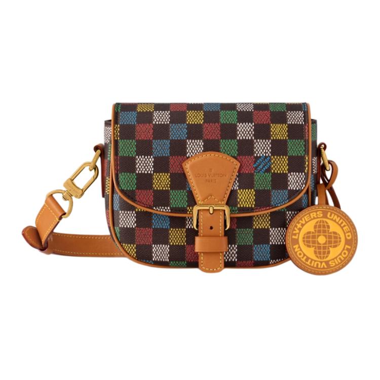LOUIS VUITTON Montsouris Coated Canvas Messenger Bag Small Size Women's Brown & Multicolor