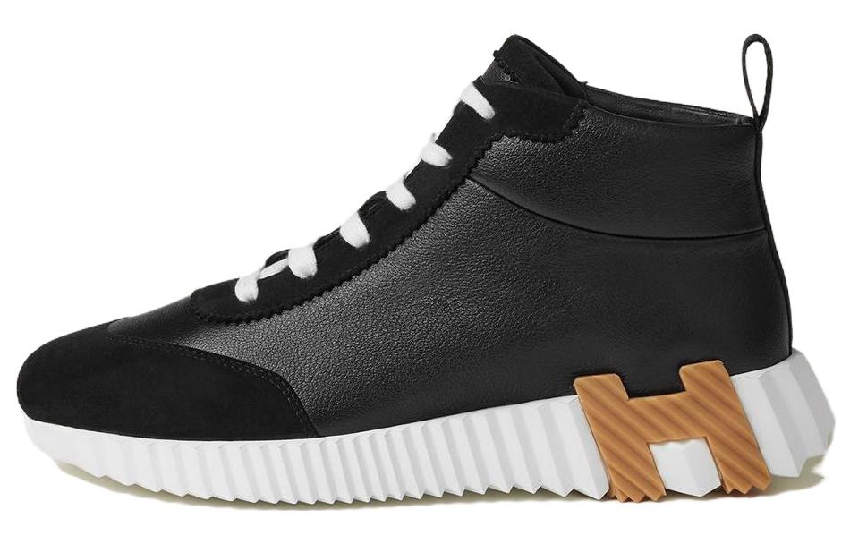 HERMES High-Top Casual Shoes Women's Black White