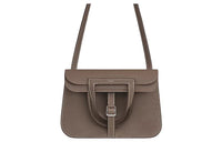HERMES Halzan Clemence Bullock Leather Shoulder Bag Crossbody Bag Handbag Regular Women's 18 Etoupe Elephant Gray