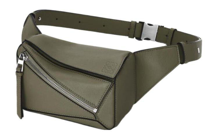 LOEWE Puzzle Bumbag In Classic Calfskin Mini Khaki Green