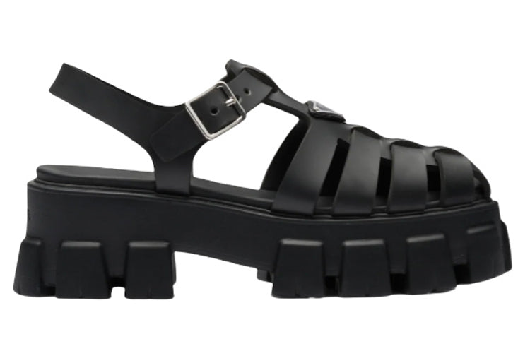 PRADA Monolith Foam Rubber 55mm Sandals Black Women's