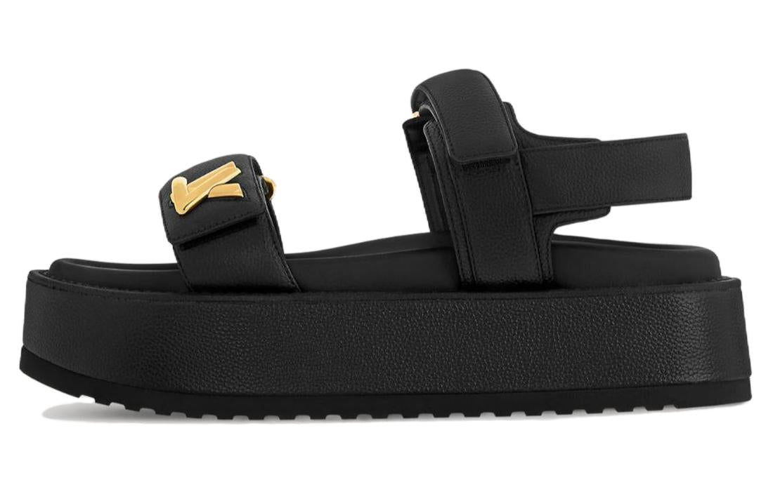 LOUIS VUITTON Sunset Painted Series Beach Sandals Women's Black
