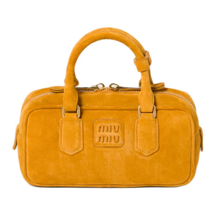 MIU MIU Arcadie Series Suede Shoulder Bag Crossbody Bag Handbag Women's Yellow