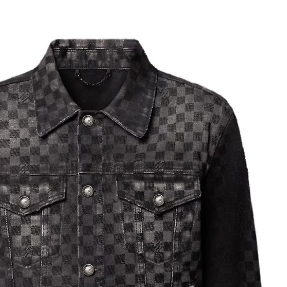 LOUIS VUITTON Flocked Damier Denim Trucker Jacket
