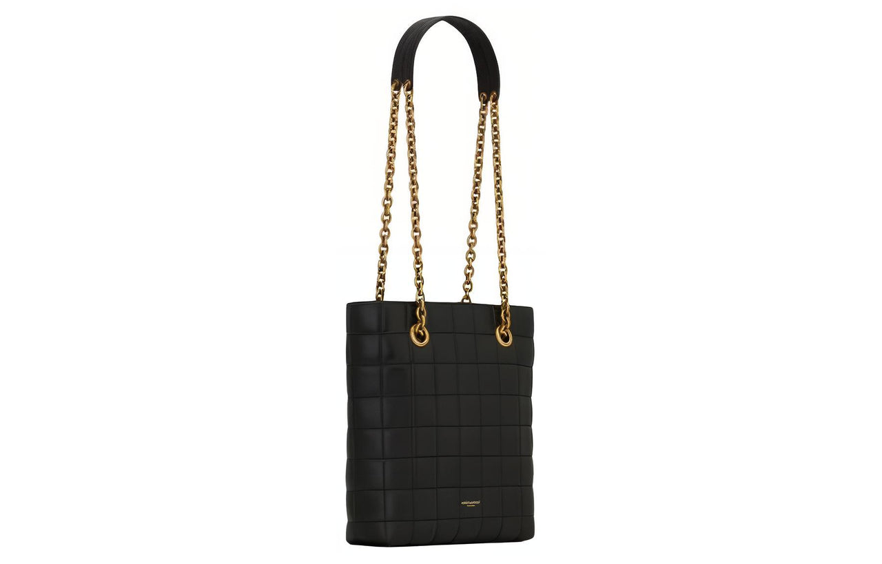 SAINT LAURENT Lambskin Tote Bag, Shopping Bag, Shoulder Bag Women's Black