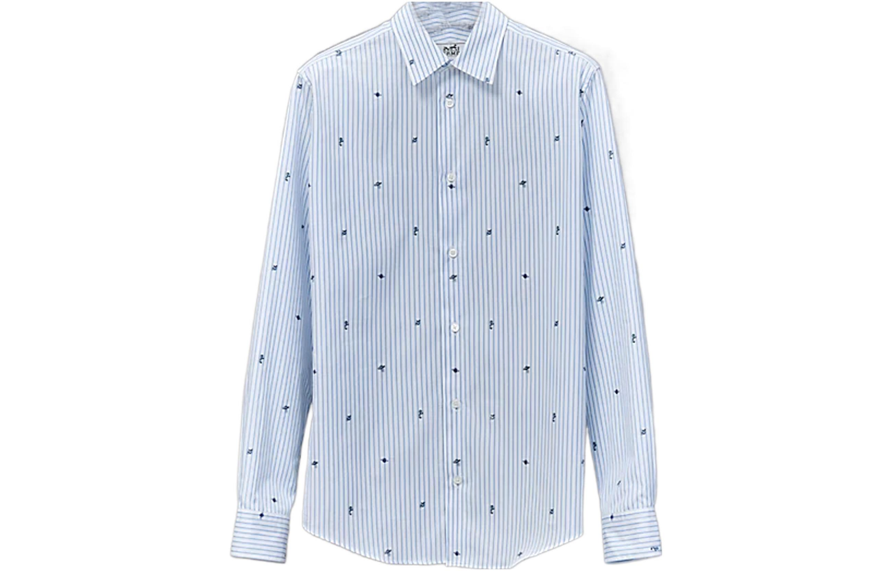 HERMES Shirts Men Light Blue