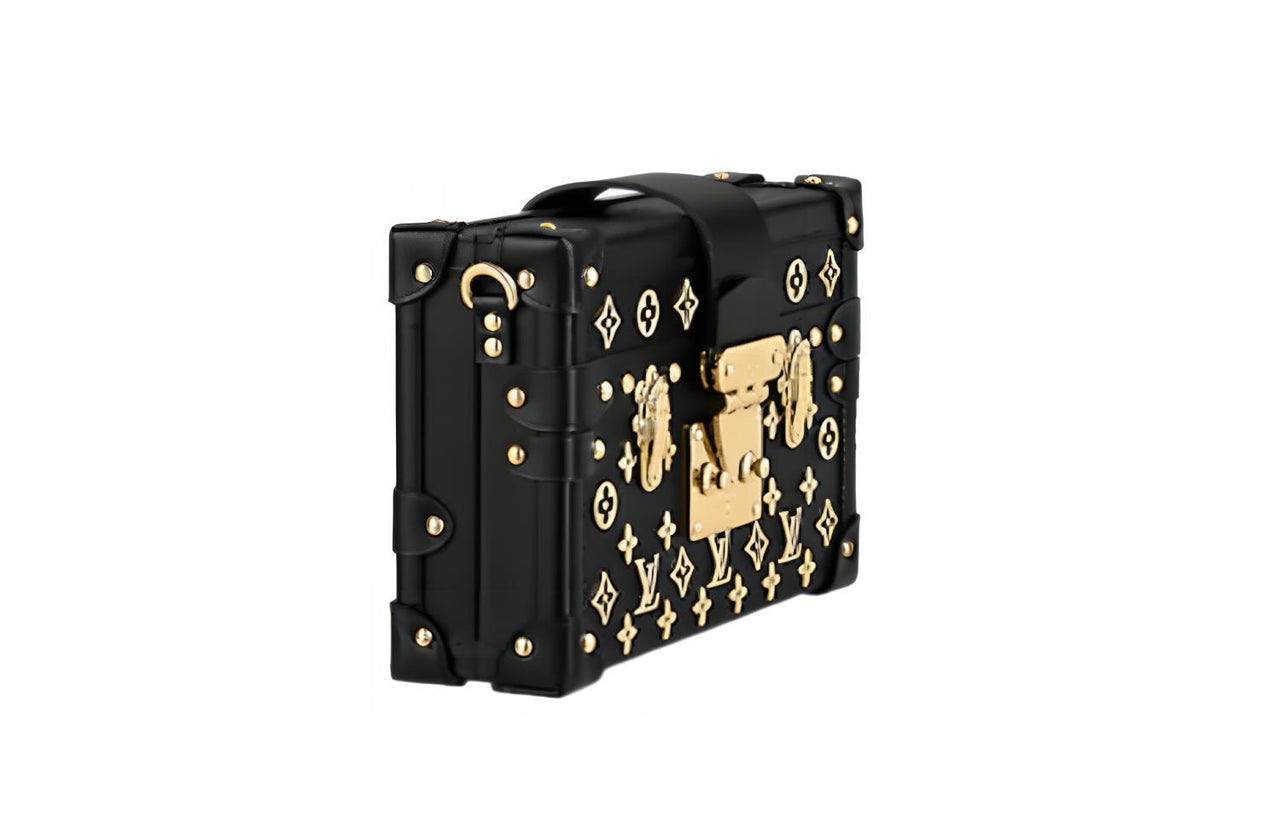 LOUIS VUITTON PETITE MALLE Calfskin One Shoulder Handbags Regular Women's Black