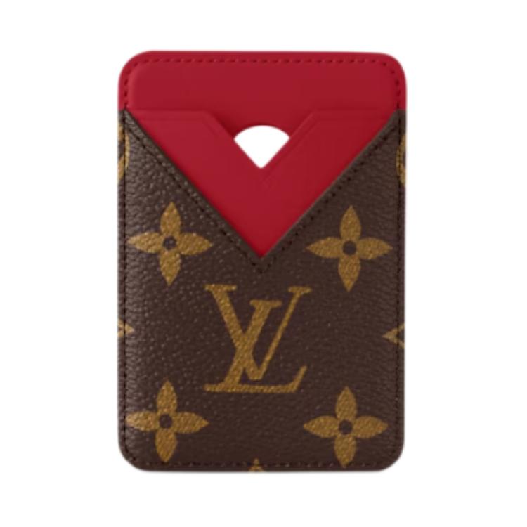 LOUIS VUITTON Coated Canvas Card Holder Unisex Silk Red