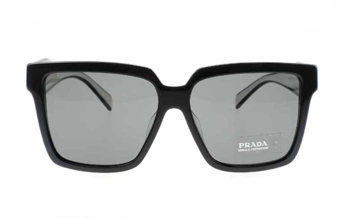 PRADA Plate Frame Square Sunglasses Unisex Beige