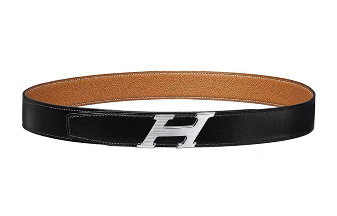 HERMES Leather Belts Men Black