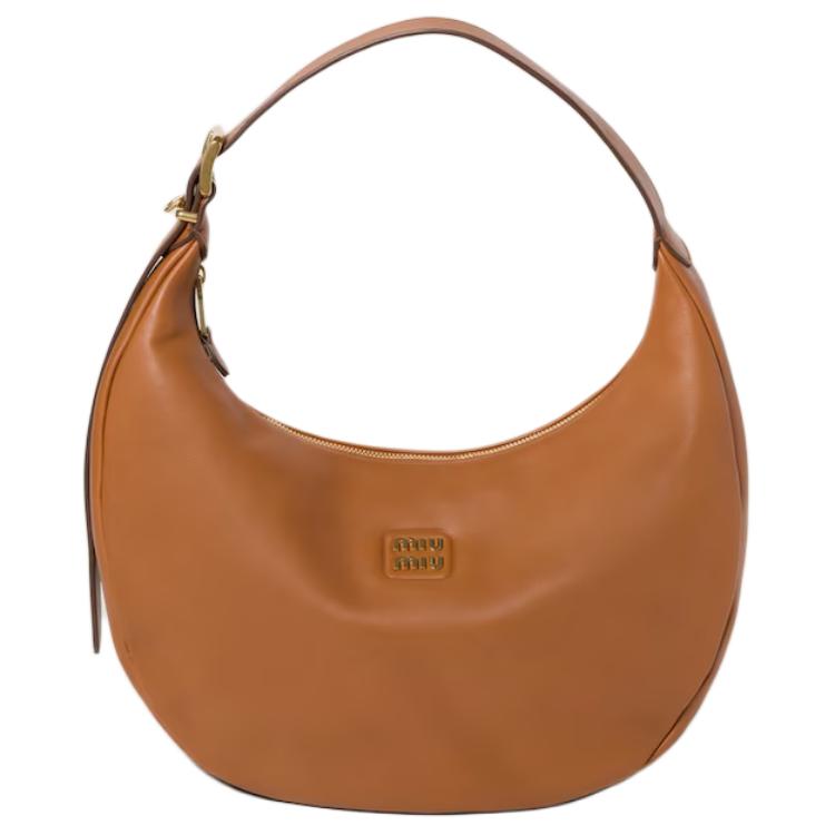 MIU MIU Leather Handbag, Shoulder Bag Women's Cognac Brandy