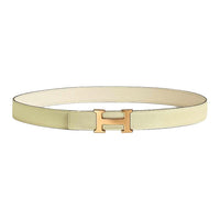HERMES Calfskin Leather Belts Women's Beige Yellow Width 2.4cm