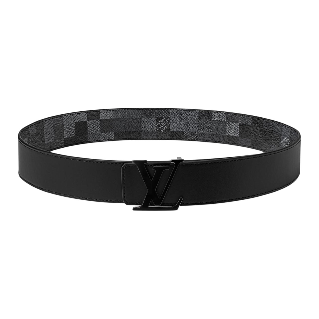 LOUIS VUITTON Brass Canvas Belt Men's Gray Width 4CM